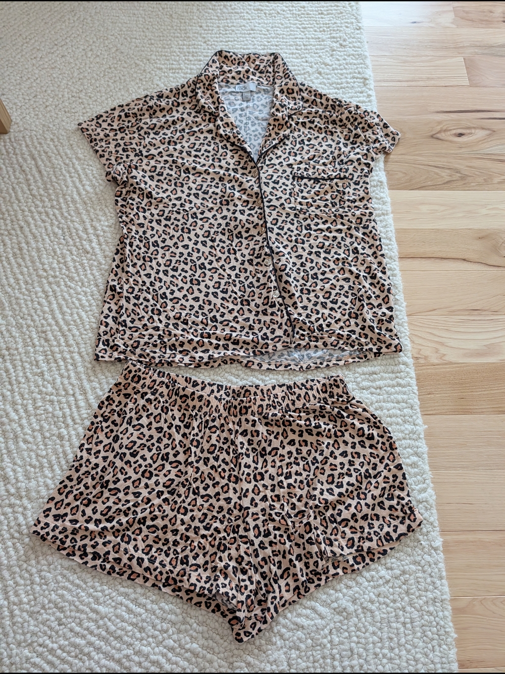 Nordstrom Leopard-Print Short Pajama Set in Beige and Black